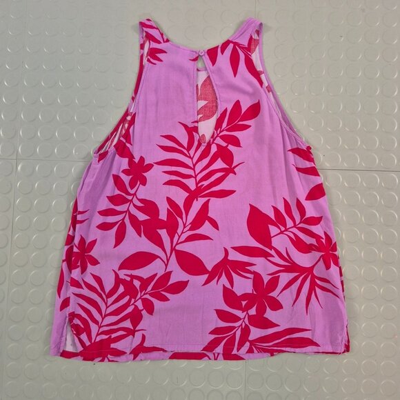 Old Navy Floral Print Pink & Red Sleeveless Blouse With Back Button Detail Women - Picture 8 of 8